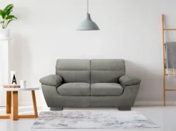 Canapé fixe en tissu "Dallas" - 169 x 88 x 90 cm - 2 places - Gris