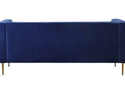 Canapé fixe en velours "Bruce" - 196 x 76 x 82 cm - 3 places - Bleu foncé
