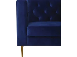 Canapé fixe en velours "Bruce" - 196 x 76 x 82 cm - 3 places - Bleu foncé