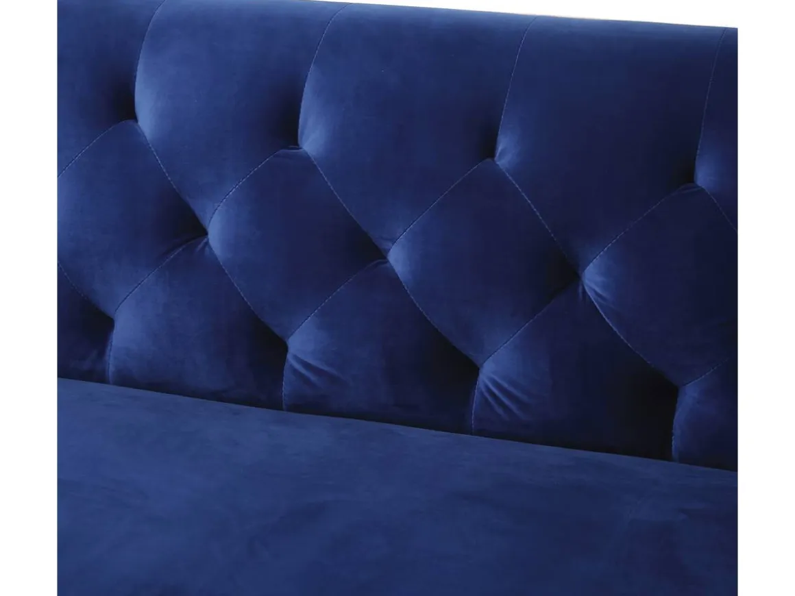 Canapé fixe en velours "Bruce" - 196 x 76 x 82 cm - 3 places - Bleu foncé