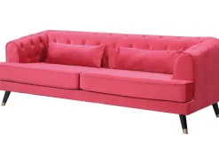 Canapé fixe en velours "Gloria" - 216 x 86 x 76 cm - 3 places - Rouge