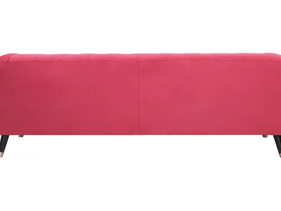Canapé fixe en velours "Gloria" - 216 x 86 x 76 cm - 3 places - Rouge