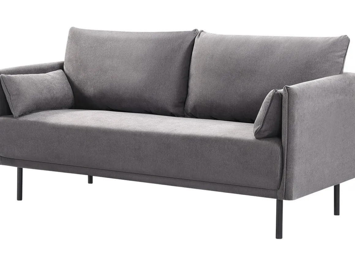 Canapé fixe tissu "Rudy" - 180.5 x 78 x 52 cm - 3 places - Gris foncé