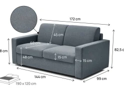 Canapé lit convertible express en tissu 