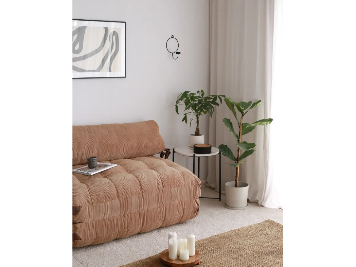 Canapé-lit 2 places en tissu "Fold" - 120 x 75 x 79 cm - Marron