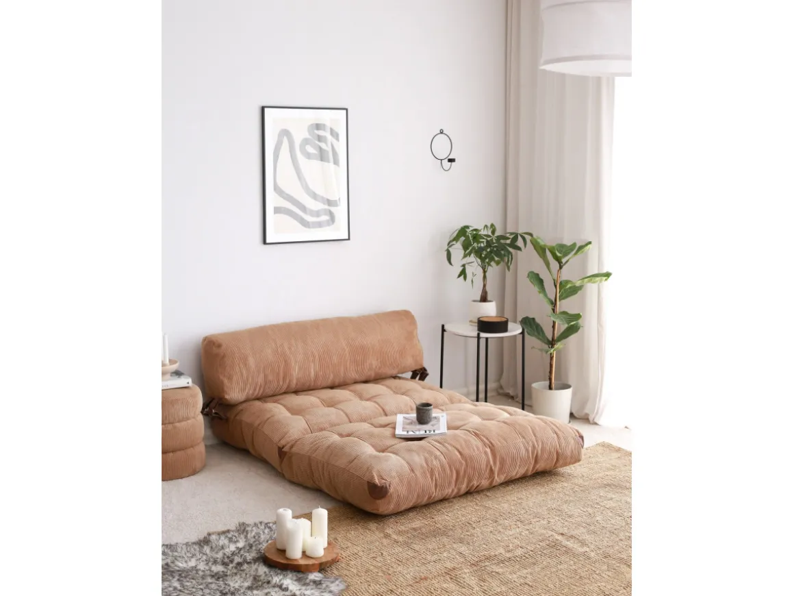 Canapé-lit 2 places en tissu "Fold" - 120 x 75 x 79 cm - Marron