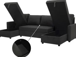 Canapé panoramique convertible avec coffres de rangement 