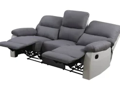 Canapé relax "Lincoln" - 197 x 89 x 103 cm - 3 places - Blanc / Gris clair