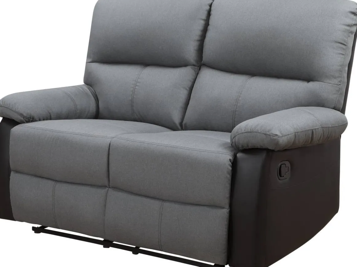 Canapé relax "Lincoln" - 147 x 89 x 103 cm - 2 places - Noir / Gris foncé