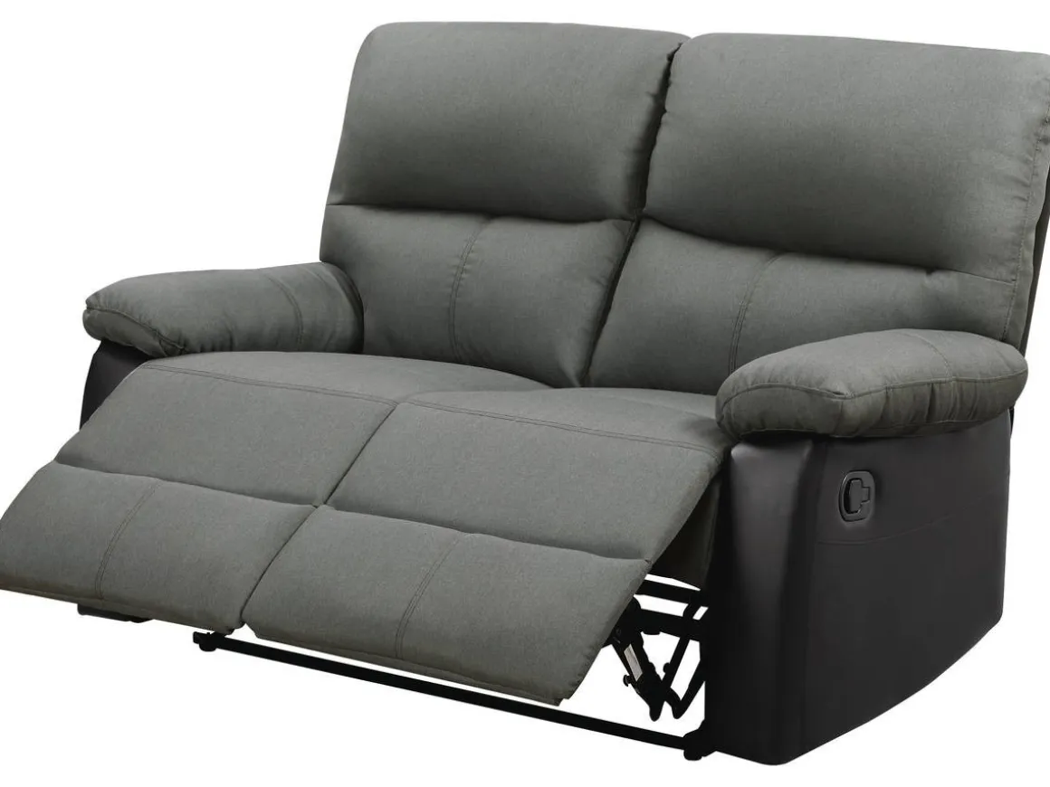 Canapé relax "Lincoln" - 147 x 89 x 103 cm - 2 places - Noir / Gris foncé