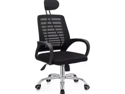 Chaise de bureau ergonomique réglable en hauteur avec appuie tête "Sébastien" - Noir