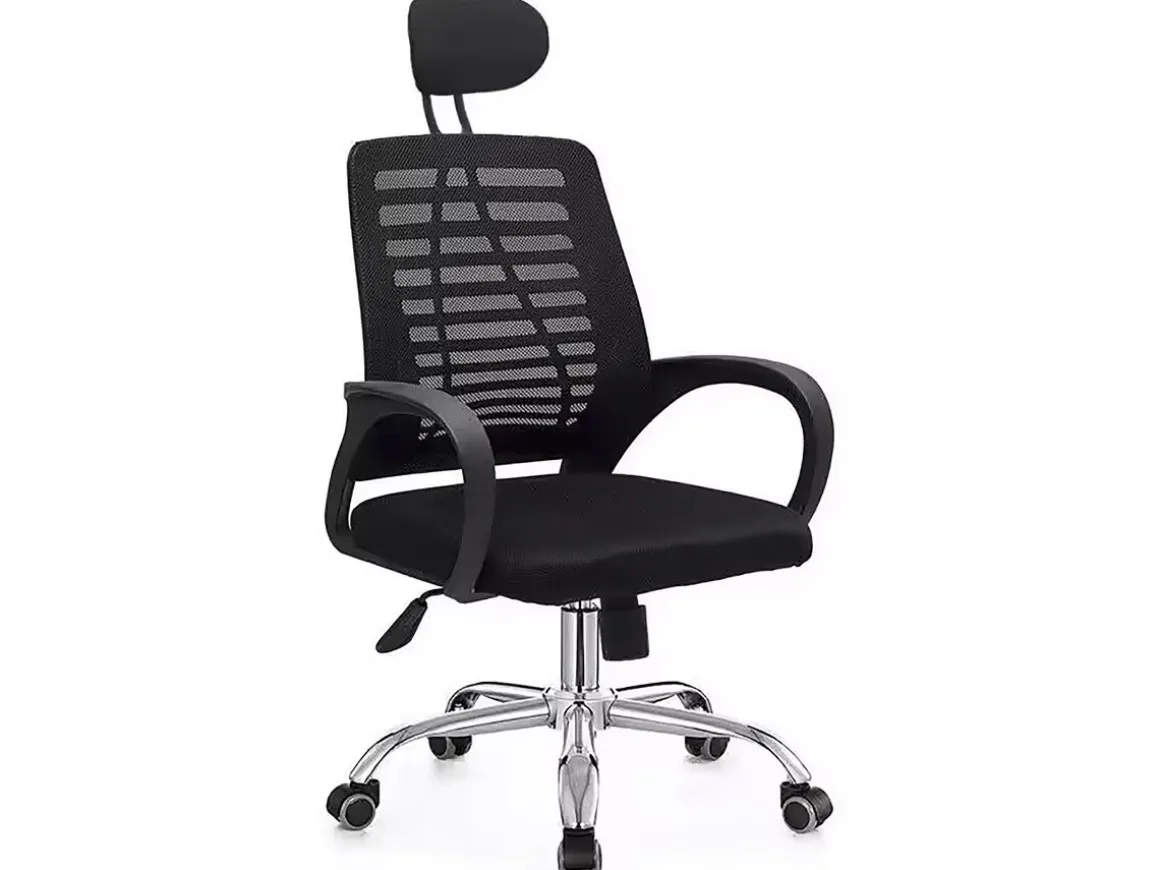 Chaise de bureau ergonomique réglable en hauteur avec appuie tête "Sébastien" - Noir
