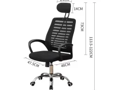 Chaise de bureau ergonomique réglable en hauteur avec appuie tête "Sébastien" - Noir