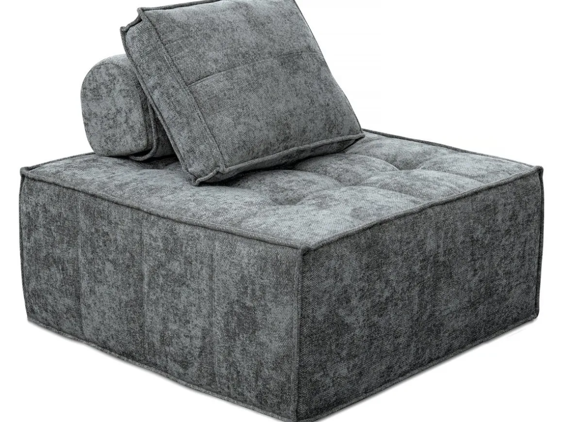 Chauffeuse en tissu texturé "Velluto" - 96 x 100 x 89 cm - Gris