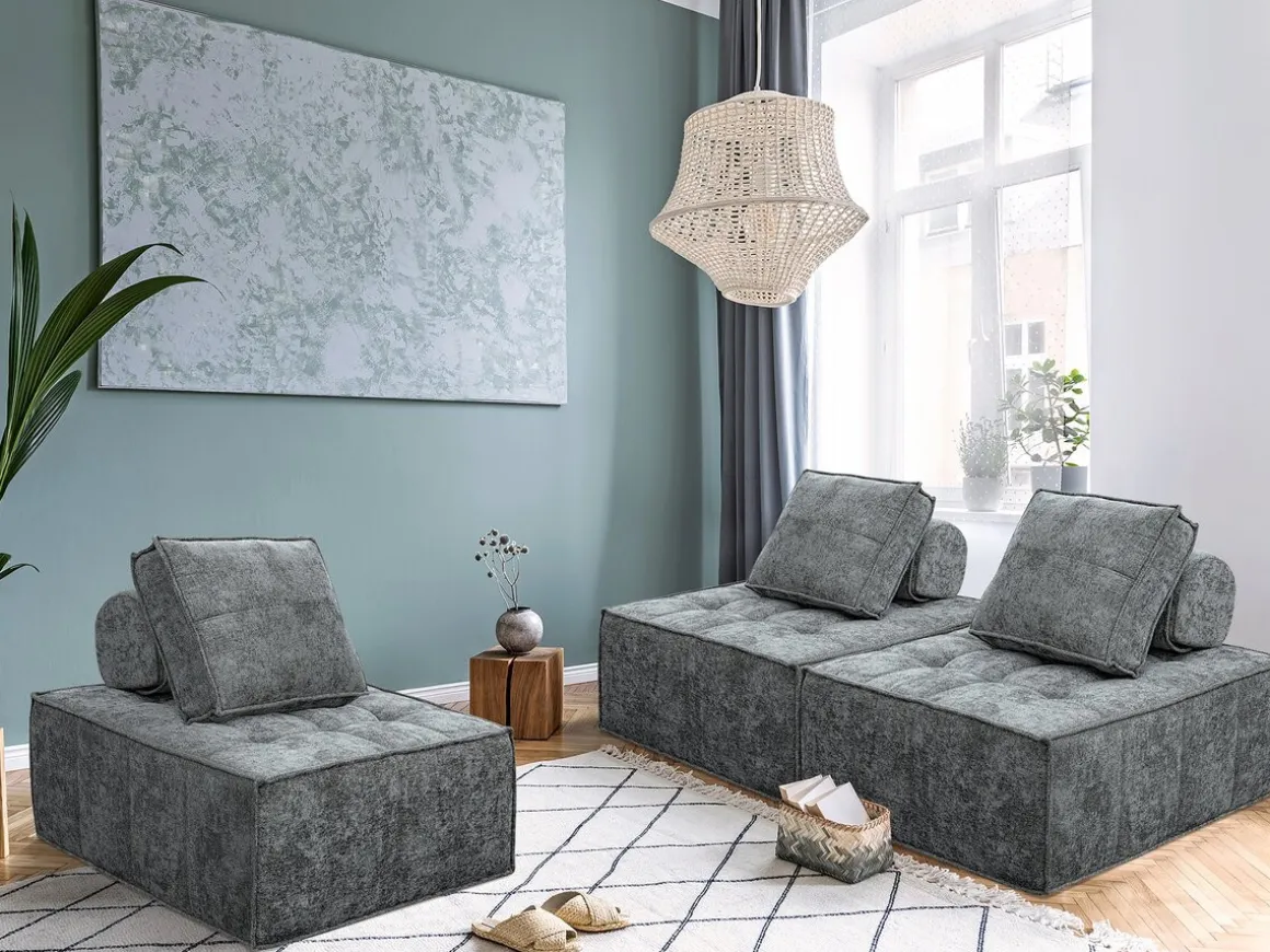 Chauffeuse en tissu texturé "Velluto" - 96 x 100 x 89 cm - Gris