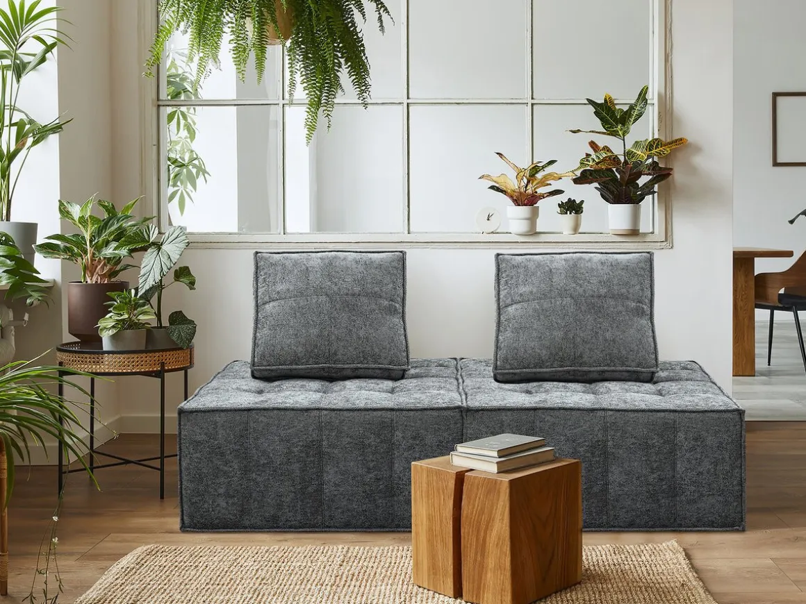 Chauffeuse en tissu texturé "Velluto" - 96 x 100 x 89 cm - Gris