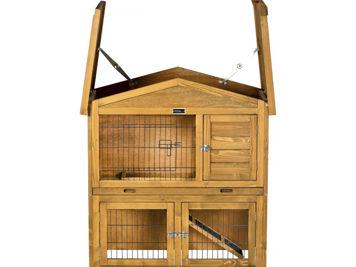Clapier poulailler en bois "Noisette" - 102 x 55 x 100 cm - Marron