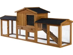 Clapier pour lapin avec 1 étage en bois "Galina" - 224 x 53 x 84 cm - Marron