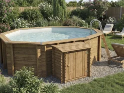Coffre de filtration en bois traité pour piscine