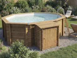 Coffre de filtration en bois traité pour piscine 