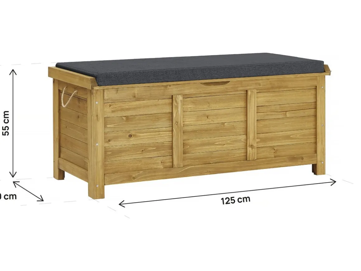 Coffre de jardin "Gana" en bois - 125 x 60 x 55 cm - Marron