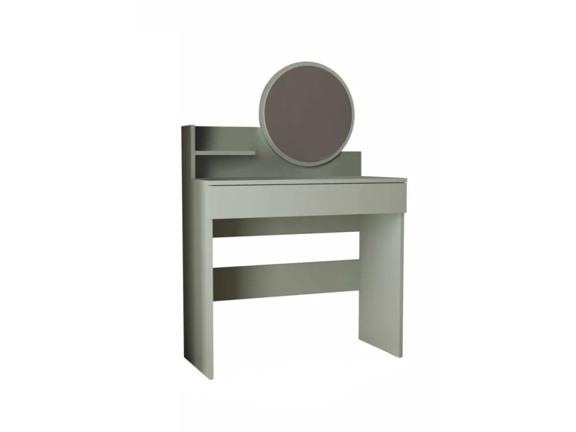 Coiffeuse avec miroir en bois "Harmony Mini Round" - 90 x 40 x 133 cm - Vert