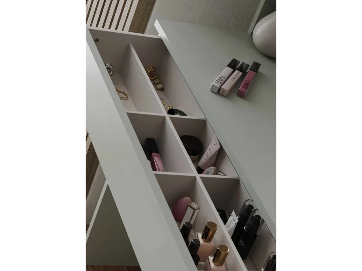 Coiffeuse avec miroir en bois "Harmony Mini Round" - 90 x 40 x 133 cm - Vert