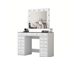 Coiffeuse avec miroir en bois