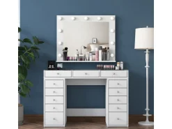 Coiffeuse avec miroir en bois
