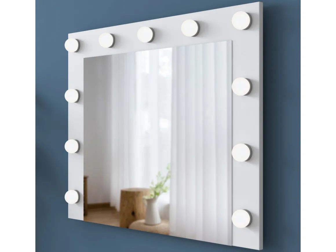 Coiffeuse avec miroir en bois "Baria" - 120 x 44 x 80 cm - Blanc