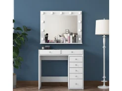 Coiffeuse avec miroir en bois