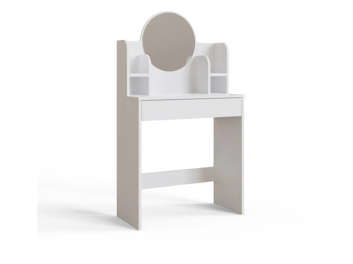 Coiffeuse avec miroir en bois "Idis" - 75 x 35 x 135 cm - Blanc
