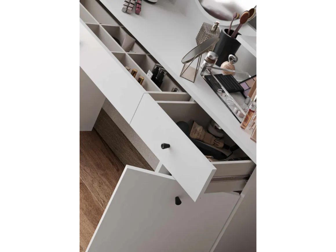 Coiffeuse avec miroir en bois "Harmony Square" - 124 x 40 x 135 cm - Blanc