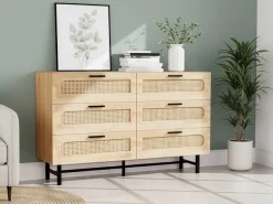 Commode en bois et cannage 