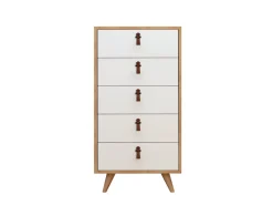 Commode en bois "Frenzu" - 50 x 40 x 103 cm - Blanc