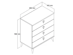 Commode en bois "Versa-Ce" - 80 x 45 x 90 cm - Marron