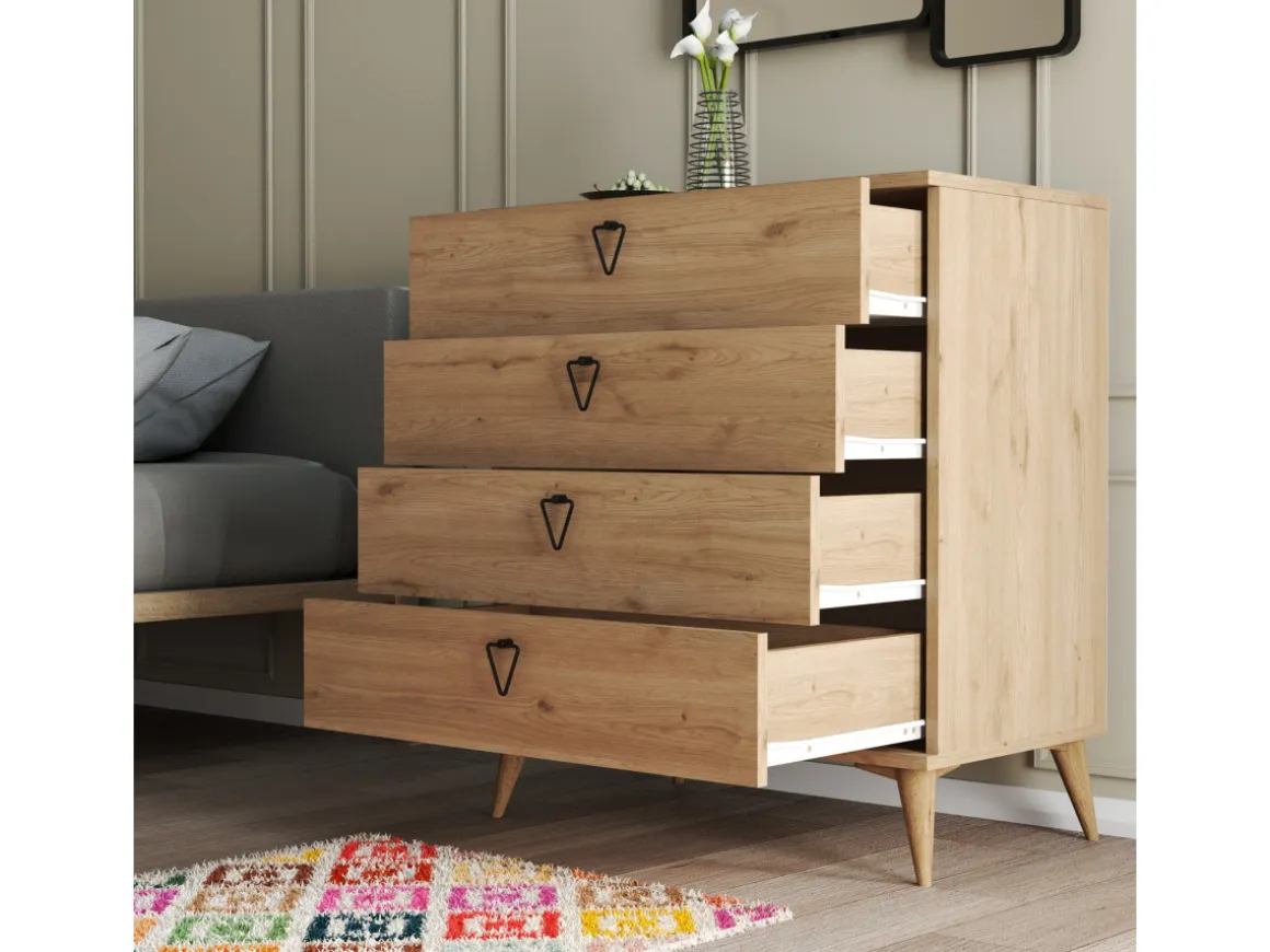 Commode en bois "Versa-Ce" - 80 x 45 x 90 cm - Marron