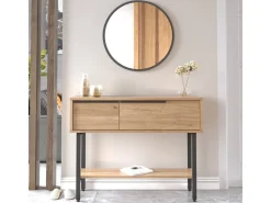 Console avec miroir en bois