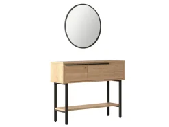 Console avec miroir en bois