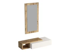 Console avec miroir en bois "Vien " - 82 x 29 x 15 cm - Blanc