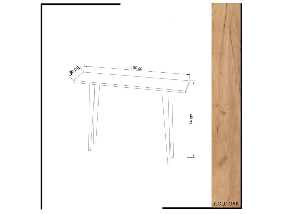 Console en bois "Desidero" - 100 x 30 x 74 cm - Marron