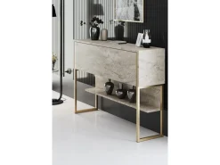 Console en bois "Luxe" - 120 x 30 x 80 cm - Travertin Or
