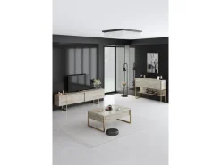 Console en bois "Luxe" - 120 x 30 x 80 cm - Travertin Or