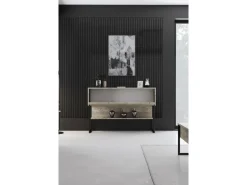 Console en bois "Luxe" - 120 x 30 x 80 cm - Travertin Noir