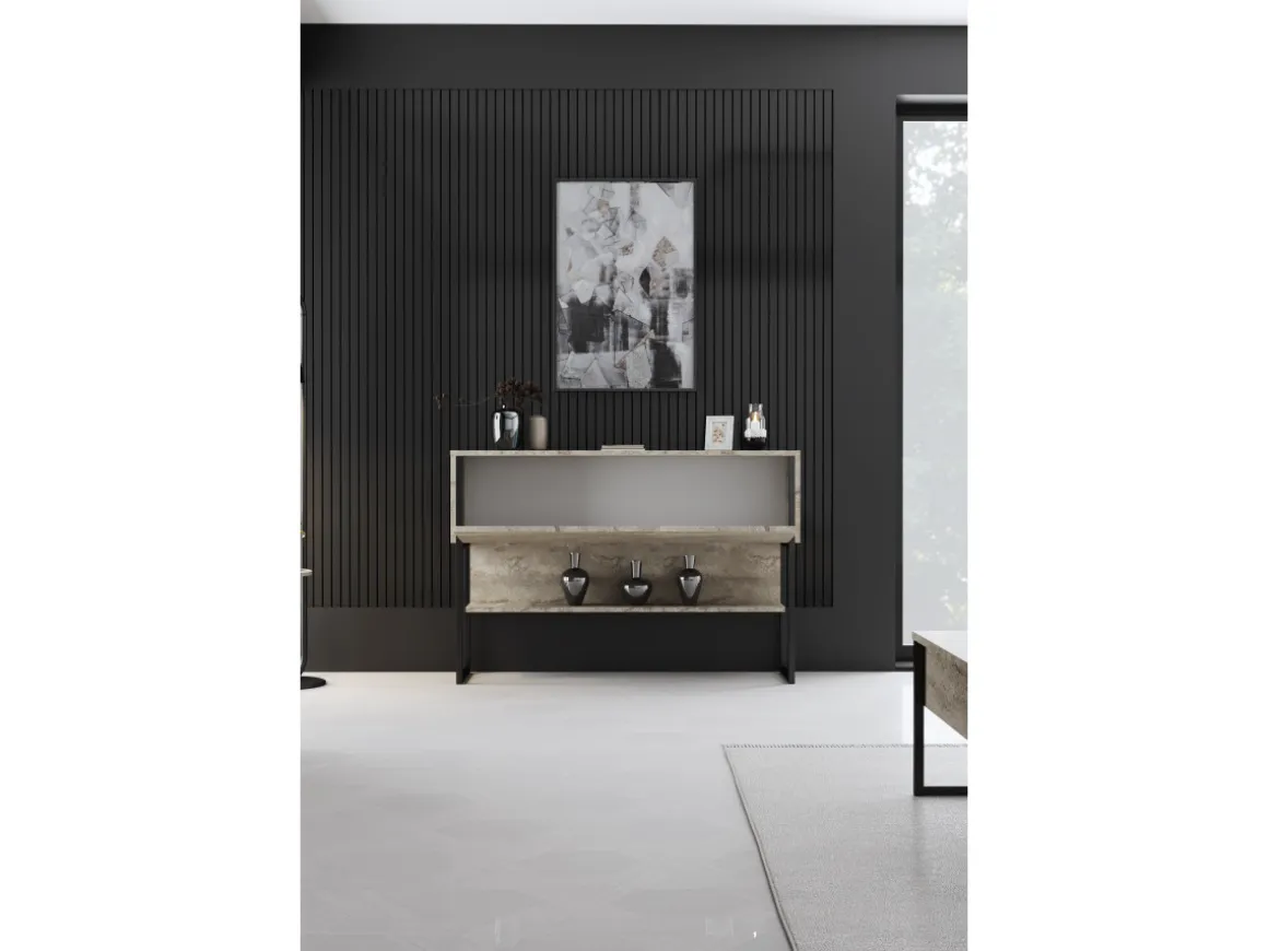 Console en bois "Luxe" - 120 x 30 x 80 cm - Travertin Noir