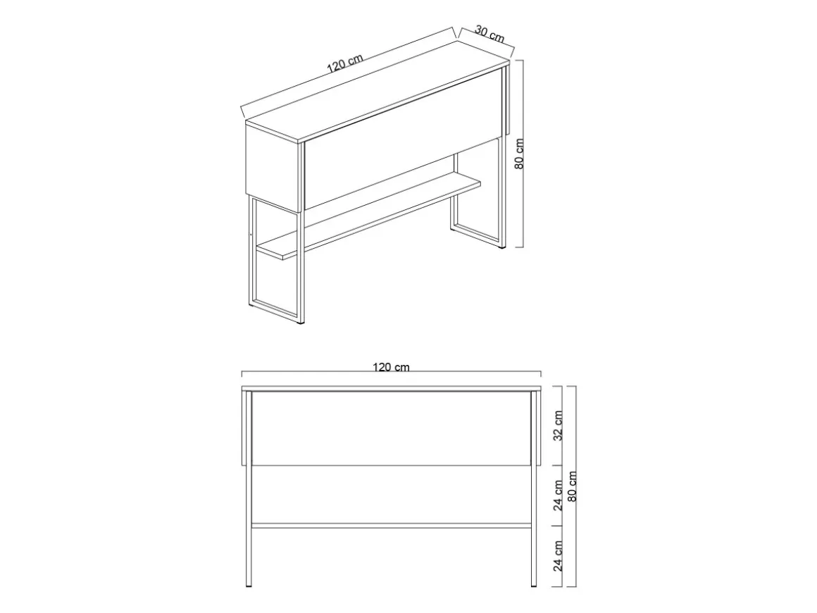 Console en bois "Luxe" - 120 x 30 x 80 cm - Travertin Noir