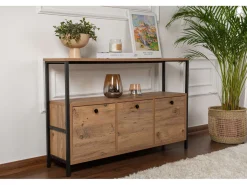 Console en bois "Solace" - 120 x 29 x 77 cm - Pin atlantique Noir