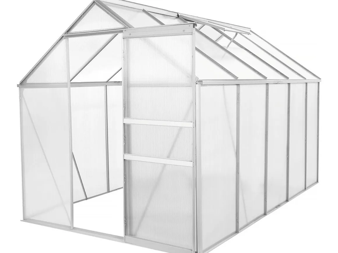 Embase en acier galvanisé pour serre jardin " Basilic " - 5,89 m² - Gris