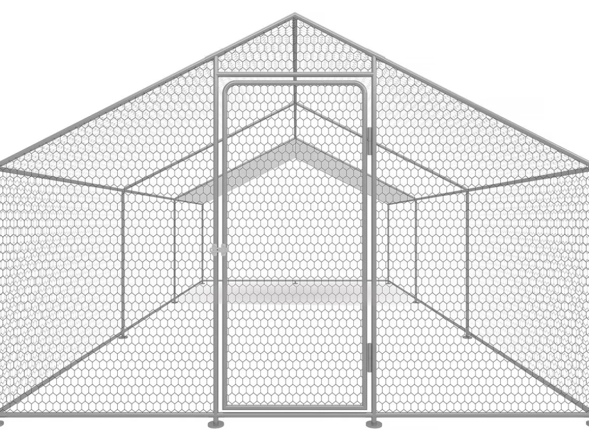 Enclos à poules 18 m² parc grillagé 6 x 3 x 2 M acier galvanisé