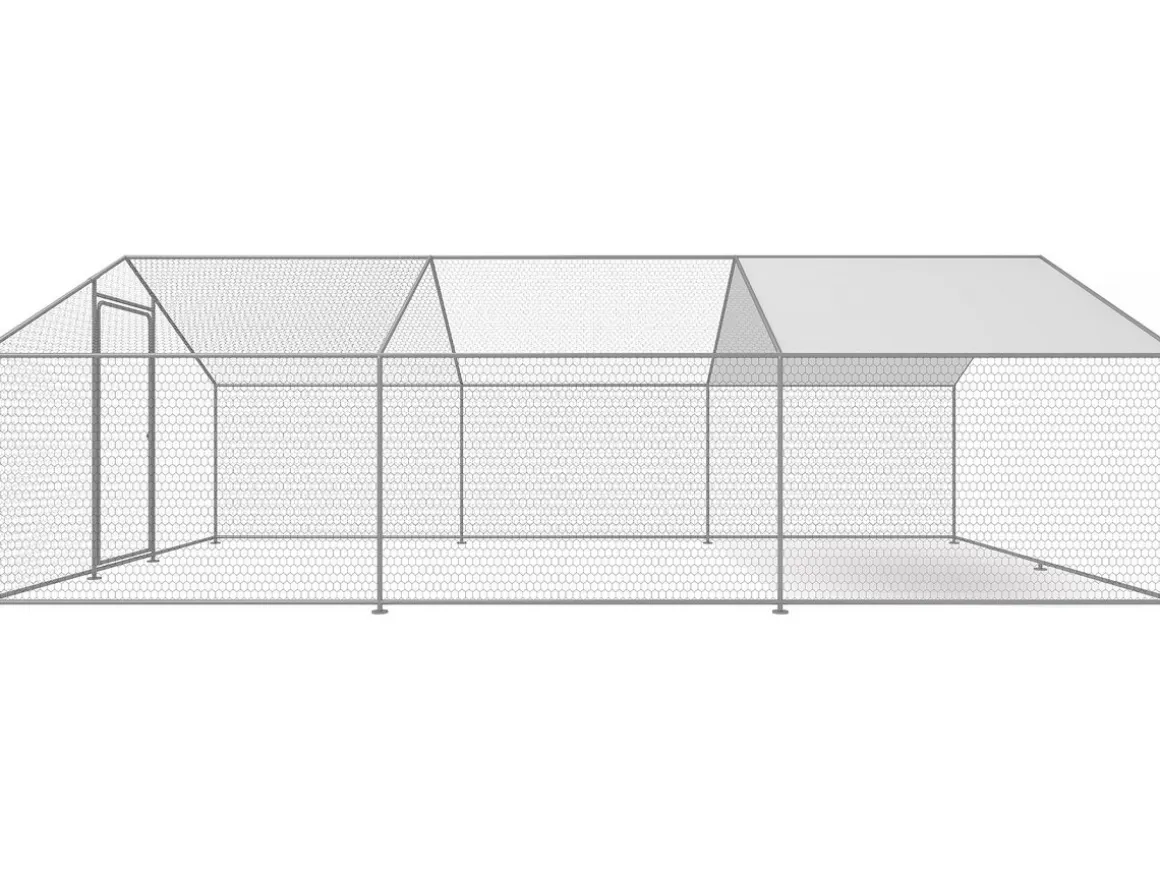Enclos à poules 18 m² parc grillagé 6 x 3 x 2 M acier galvanisé